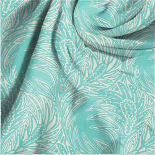 Tissu Motif sans couture de feuilles artistiques turquoi