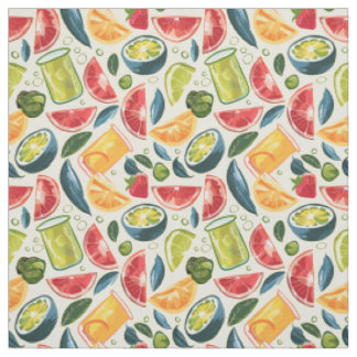 Tissu Motif sans couture de fruits et jus d'agrumes