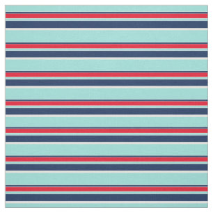 Tissu Motif Seafoam Green Dark Blue Red Stripes
