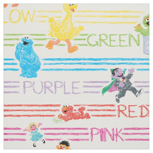 Tissu Motif Sesame Pals couleur arc-en-ciel (Échantillon)