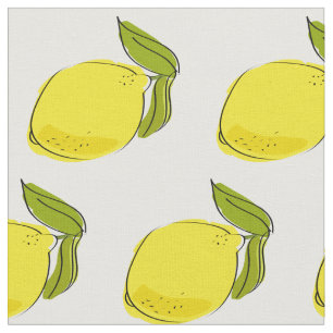 Tissu Motif simple citron blanc