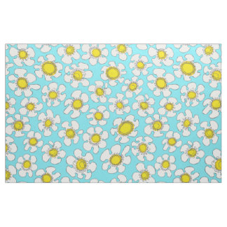Tissu Motif simple ligne turquoise et jaune