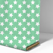 Tissu Motif spatial d'étoiles vert menthe chic