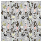 Tissu Motif texturisé tiré par la main de cactus (Échantillon)