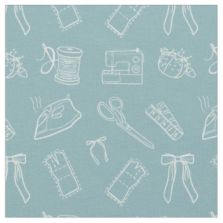 Tissu Motif thématique de couture bleu