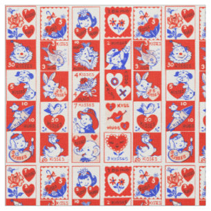 Tissu Motif timbre de la Saint-Valentin vintage des anné
