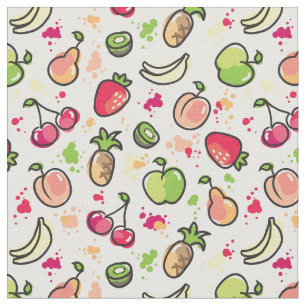Tissu motif tiré par la main de fruits