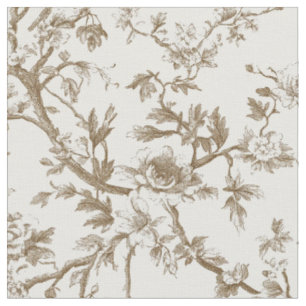 Tissu Motif Toile Botanique Beige Clair