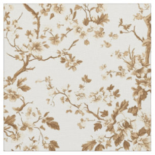 Tissu Motif toile de branche florale sépia