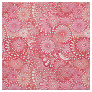Tissu Motif tourbillon fractal, rose, corail, pêche