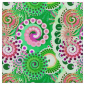 Tissu Motif tourbillon fractal, vert, rose, multi (Fermer)