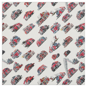 Tissu Motif transparent de camions de pompiers de dessin