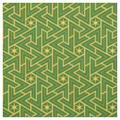 Tissu Motif Triangle Étoile Art Déco - Vert et Or (Échantillon)