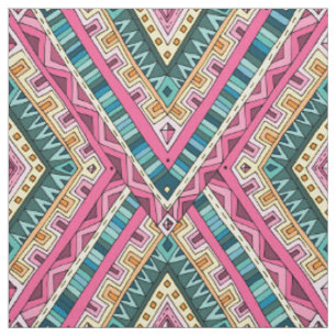 Tissu Motif tribal abstrait coloré lumineux de Boho
