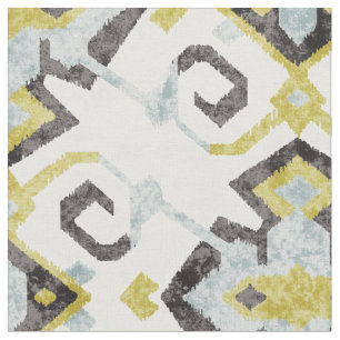 Tissu motif tribal chic jaune et gris ikat