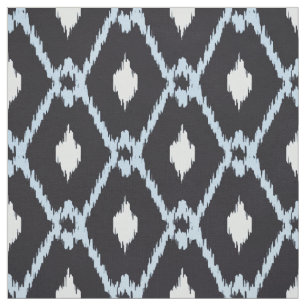 Tissu Motif tribal de diamant d'ikat bleu blanc noir