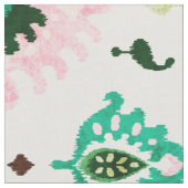 Tissu motif tribal de ikat vert et rose à texture chic (Fermer)