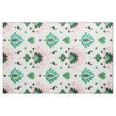 Tissu motif tribal de ikat vert et rose à texture chic (Fat Quarter)