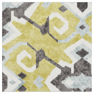 Tissu motif tribal des ikat jaunes et noirs