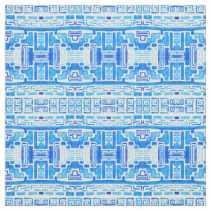 Tissu Motif Tribal Natif Bleu