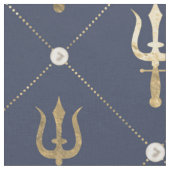 Tissu Motif trident bleu et or (Fermer)