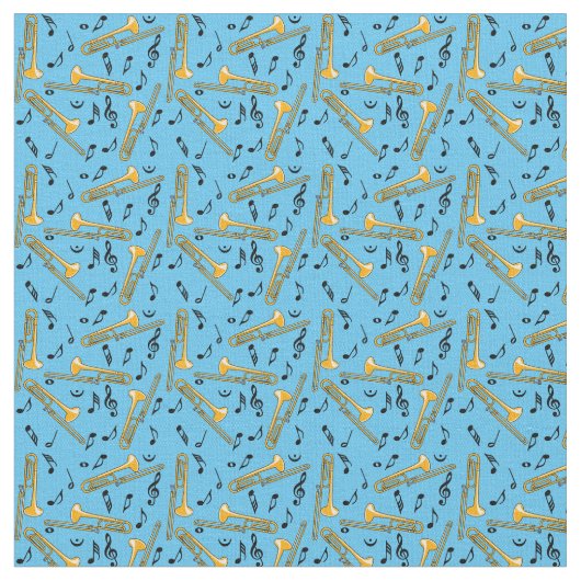 Tissu Motif Trombone Music Notes (Fermer)