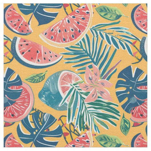 Tissu Motif Tropical Pastèque (Fermer)