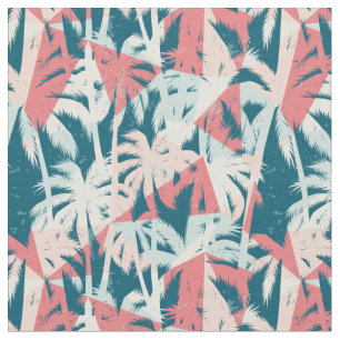 Tissu Motif Tropical Turquoise Palm Tree
