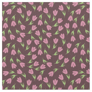 Tissu motif tulipe Brown et rose - collection