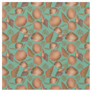 Tissu Motif turquoise de coquillages nautiques