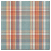 Tissu Motif Turquoise en plaid blanc orange foncé (Échantillon)