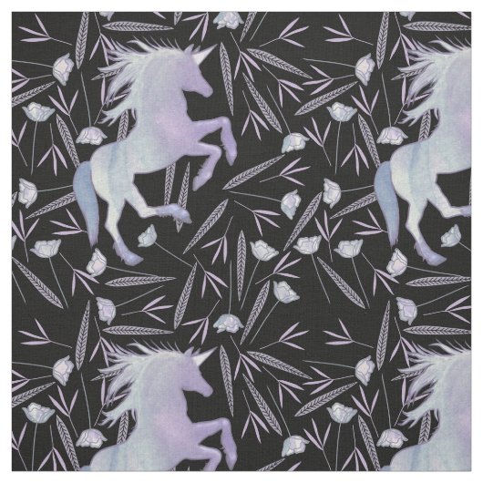 Tissu Motif Unicorne bleu violet et rose (Échantillon)