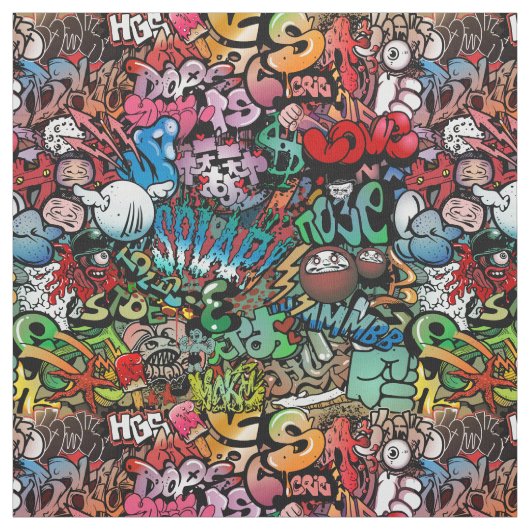 Tissu Motif urbain de caractères de graffiti d'art de (Échantillon)