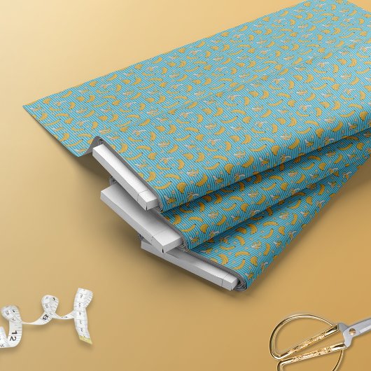 Tissu Motif vectoriel de bande banane | bleu turquoise