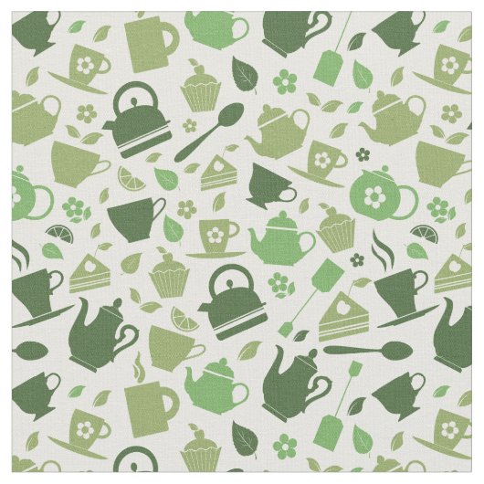 Tissu Motif vert à thème thé (Fermer)