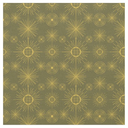 Tissu Motif vert Boho Celestial Sun Stars (Fermer)
