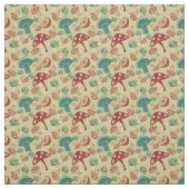 Tissu Motif vert champignons du milieu du siècle (Échantillon)