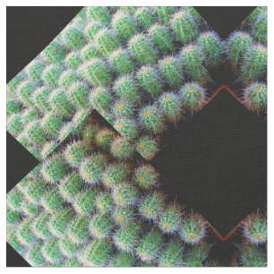 Tissu motif vert de diamant noir de cactus de baril