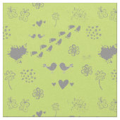 Tissu motif vert d'oiseaux, points, pas, papillon (Fermer)