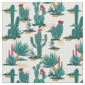 Tissu Motif vert et rouge de cactus (fermé)