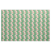 Tissu Motif vert feuille orange (Yard)