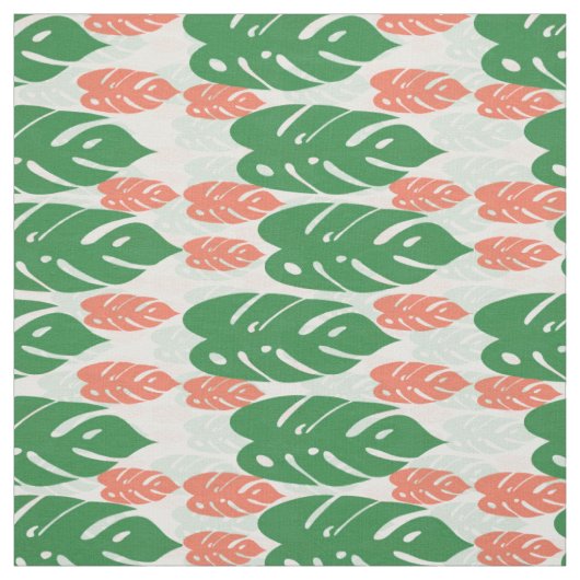 Tissu Motif vert feuille orange (Échantillon)