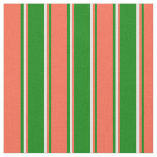 Tissu Motif vert, rouge et jaune clair des rayures