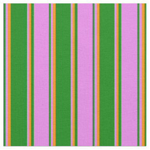 Tissu Motif vert, violet et orange foncé