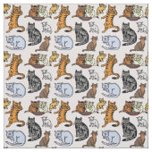 Tissu Motif vintage mignon de dessin de chat (Échantillon)