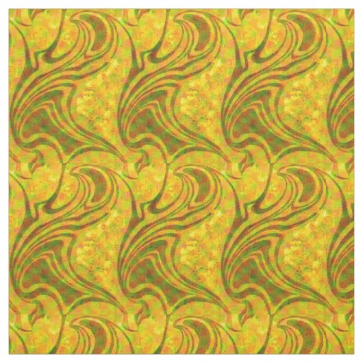 Tissu Motif vintage rétro psychédélique jaune (Échantillon)
