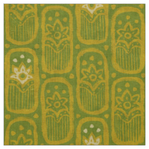 Tissu motif vintage vert fleuri de style indien.