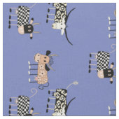 Tissu Motif Whimsical de vache sur bleu (Fermer)