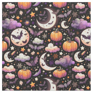 Tissu Motif Whimsical Halloween Night Sky