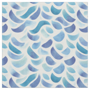 Tissu Motifs Abstraits bleus et verts en blanc